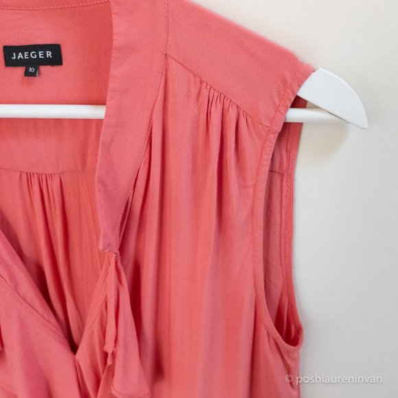 Jaeger Sleeveless Top – Coral / Dressy Summer Top – US 8 - Picture 8 of 11